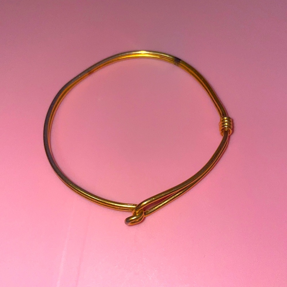 Gold-tone Bangle Bracelet (not real gold) Vintage Boho you can add a charm